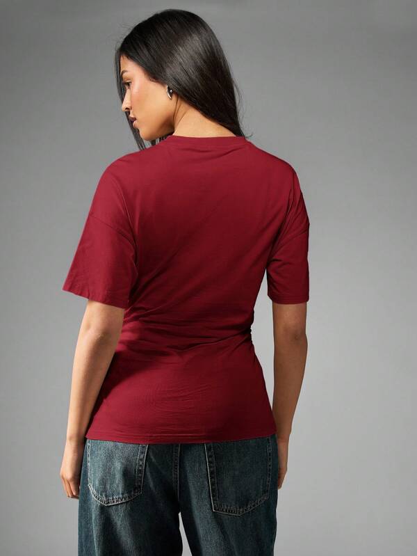 Missguided MISSGUIDED Oversized T Shirt With Cinched Waist And Ruched Sides