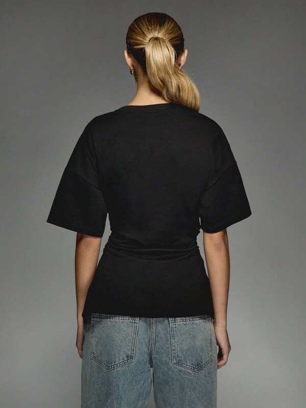 Missguided MISSGUIDED Oversized T Shirt With Cinched Waist Design