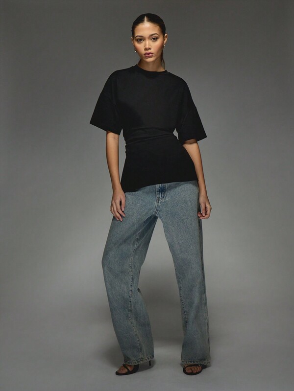 Missguided MISSGUIDED Oversized T Shirt With Cinched Waist Design