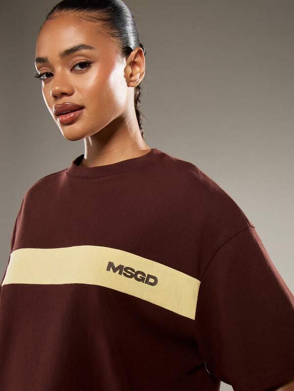 Missguided MISSGUIDED Oversized T-Shirt With Color Block Stripe