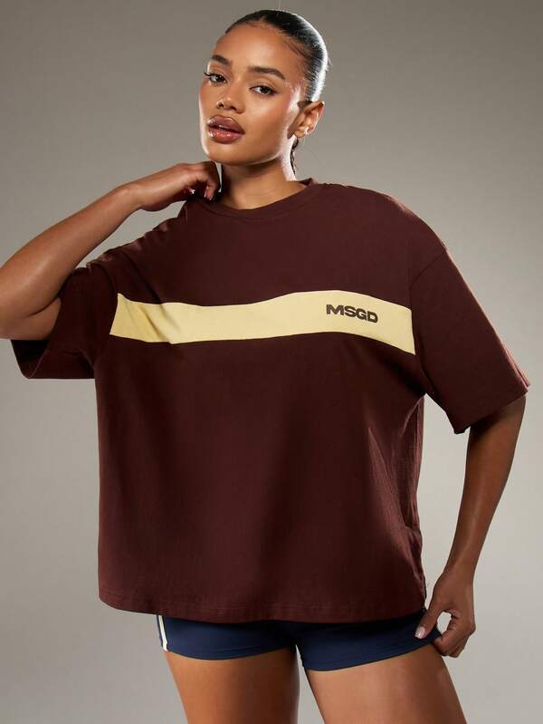 missguided MISSGUIDED Oversized T-Shirt With Color Block Stripe