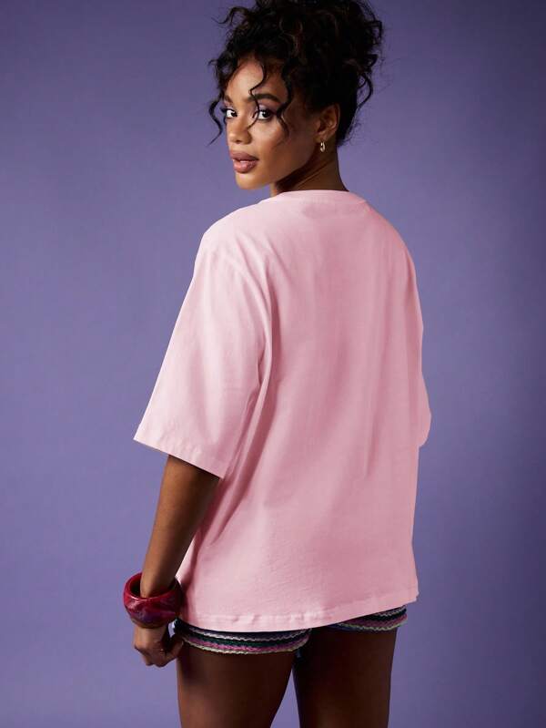 Missguided MISSGUIDED Oversized T Shirt With Crystal Starfish Applique