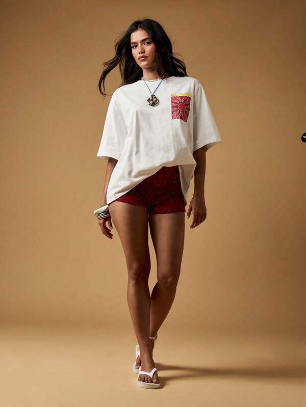 Missguided MISSGUIDED Oversized T Shirt With El Sol Sun Graphic Print