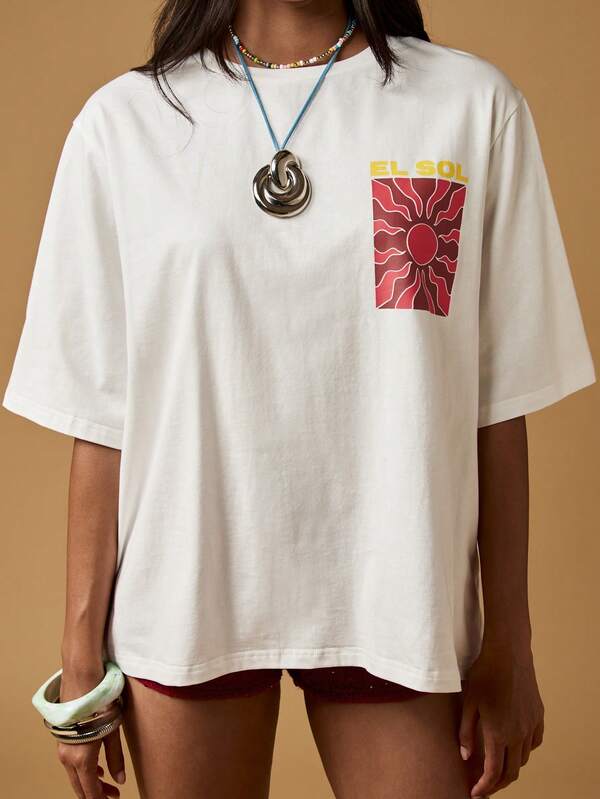 Missguided MISSGUIDED Oversized T Shirt With El Sol Sun Graphic Print