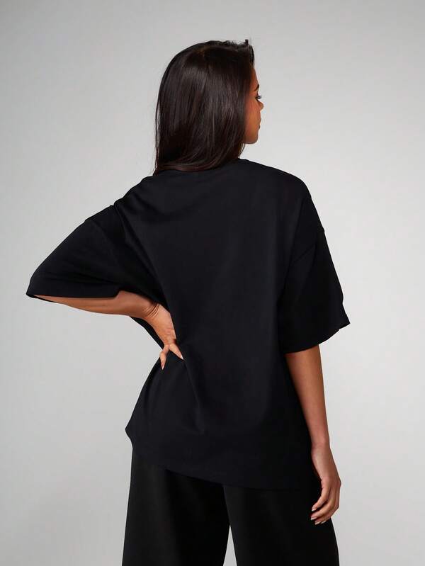 Missguided MISSGUIDED Oversized T-Shirt With Rhinestone Logo