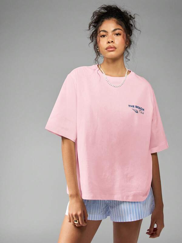 Missguided MISSGUIDED Oversized T Shirt With Shell Print