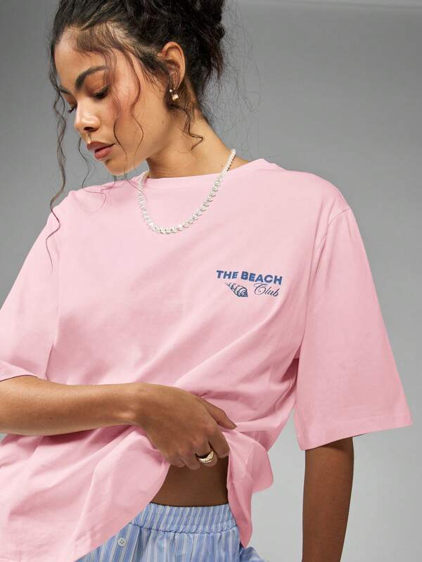 Missguided MISSGUIDED Oversized T Shirt With Shell Print
