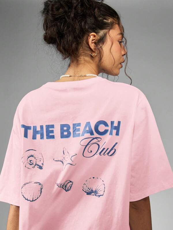 Missguided MISSGUIDED Oversized T Shirt With Shell Print