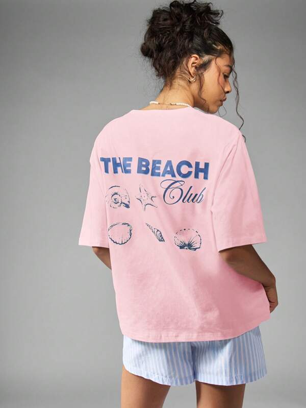 missguided MISSGUIDED Oversized T Shirt With Shell Print