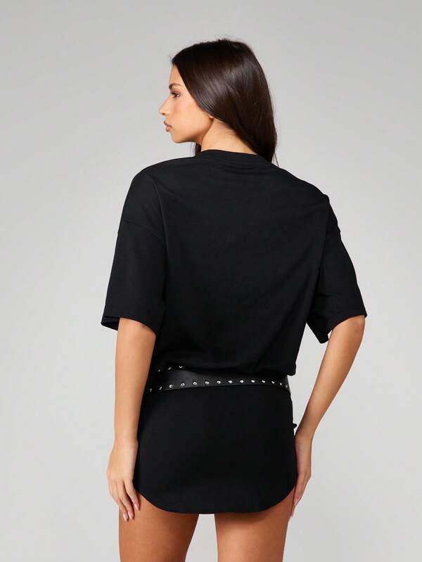 Missguided MISSGUIDED Oversized Tee Dress With Belt