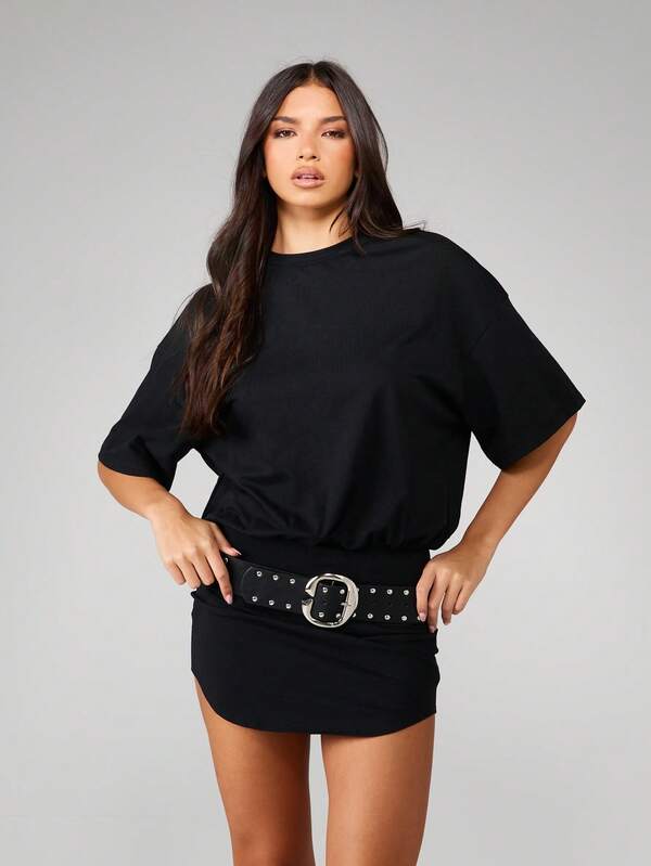 Missguided MISSGUIDED Oversized Tee Dress With Belt