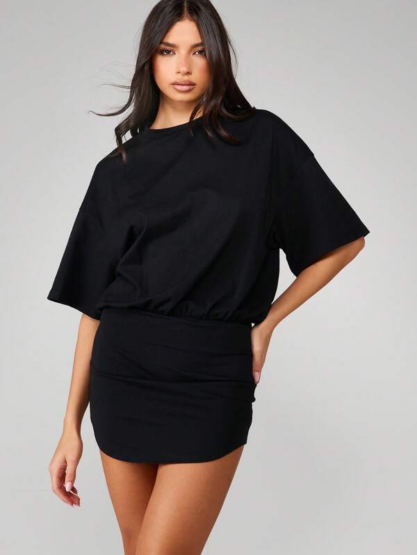 missguided MISSGUIDED Oversized Tee Dress With Belt