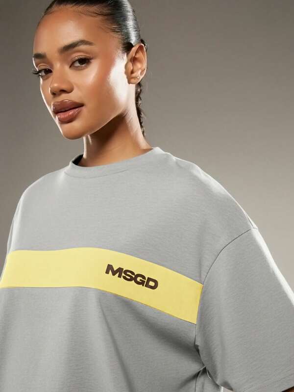 Missguided MISSGUIDED Oversized Tee With Chest Stripe Logo