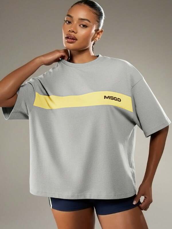 missguided MISSGUIDED Oversized Tee With Chest Stripe Logo
