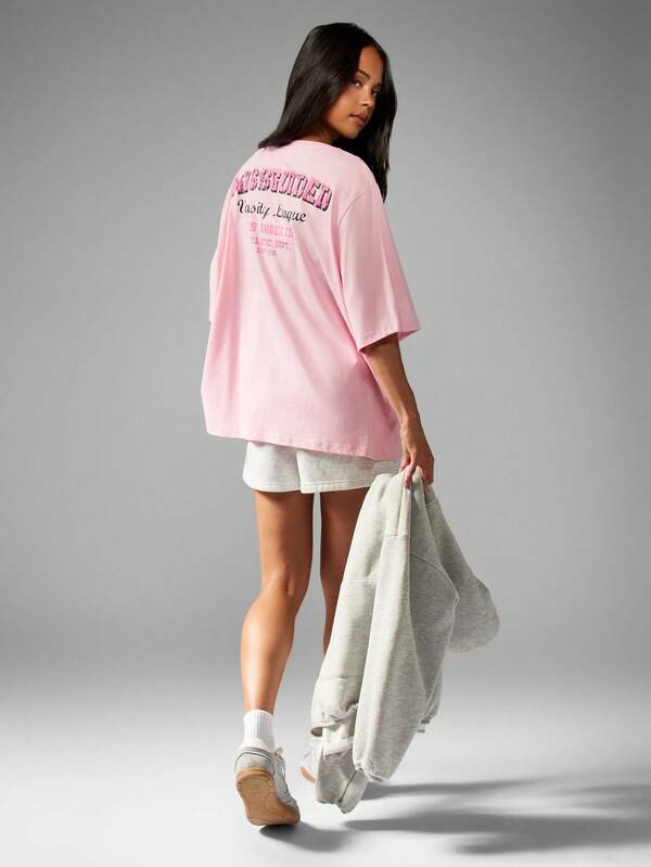 Missguided MISSGUIDED Oversized Tee With Varsity League Print