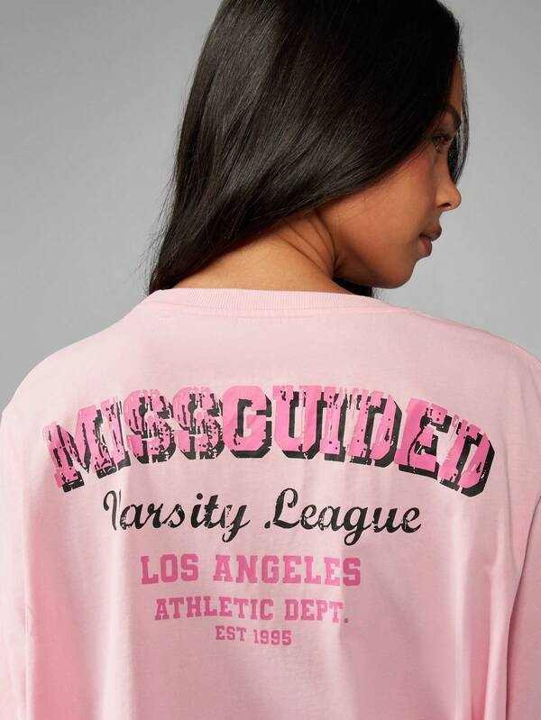 Missguided MISSGUIDED Oversized Tee With Varsity League Print