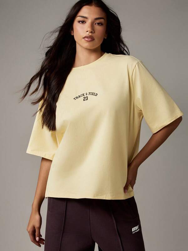 missguided MISSGUIDED Oversized Track Field T Shirt With Varsity Number Design