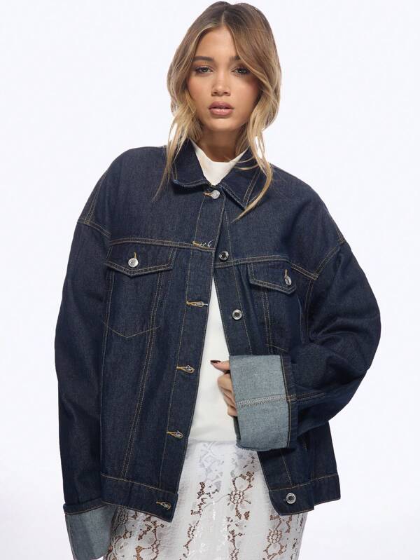missguided MISSGUIDED Oversized Trucker Denim Jacket