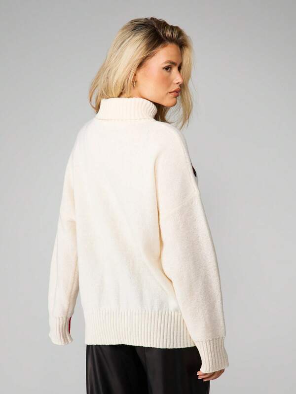 Missguided MISSGUIDED Oversized Turtleneck Sweater With Contrast Striping