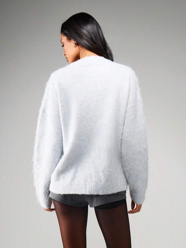 Missguided MISSGUIDED Oversized V-Neck Cardigan With Gold Buttons