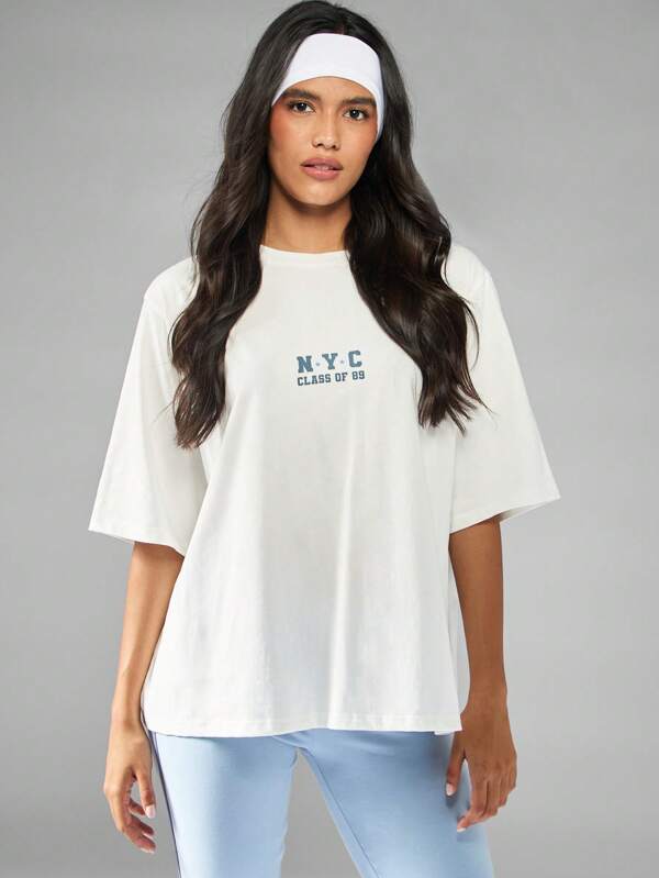 missguided MISSGUIDED Oversized Vintage Style T-Shirt With NYC Print And Student Number