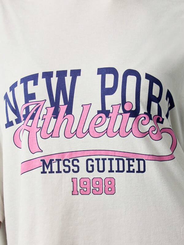 Missguided MISSGUIDED Oversized White T-Shirt With Print