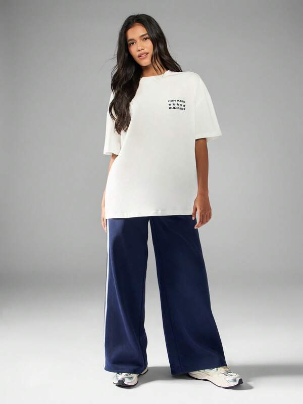 Missguided MISSGUIDED Oversized White T Shirt With Text Print