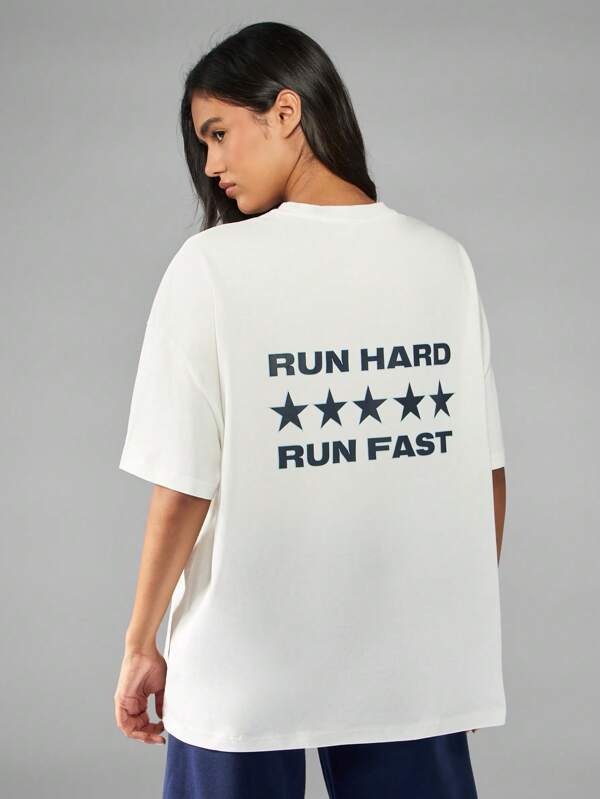 missguided MISSGUIDED Oversized White T Shirt With Text Print