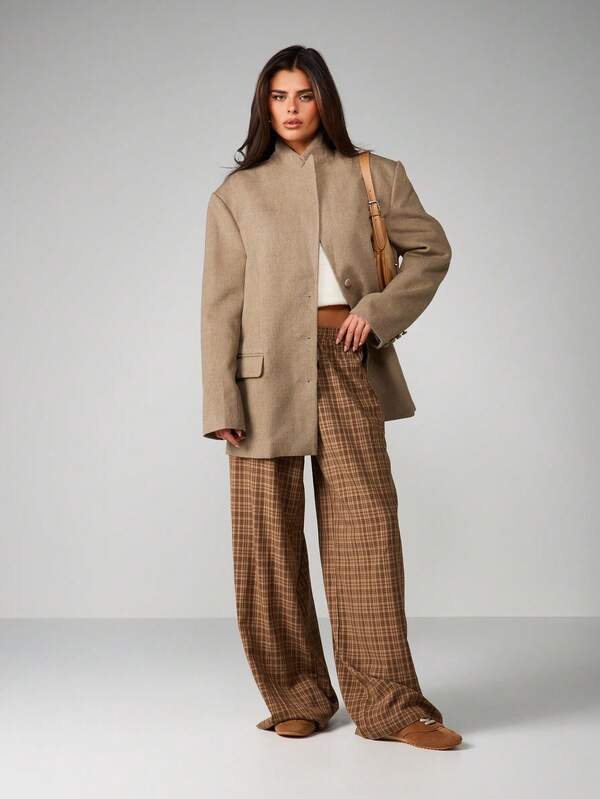 Missguided MISSGUIDED Oversized Wool Boxy Blazer With Lapel