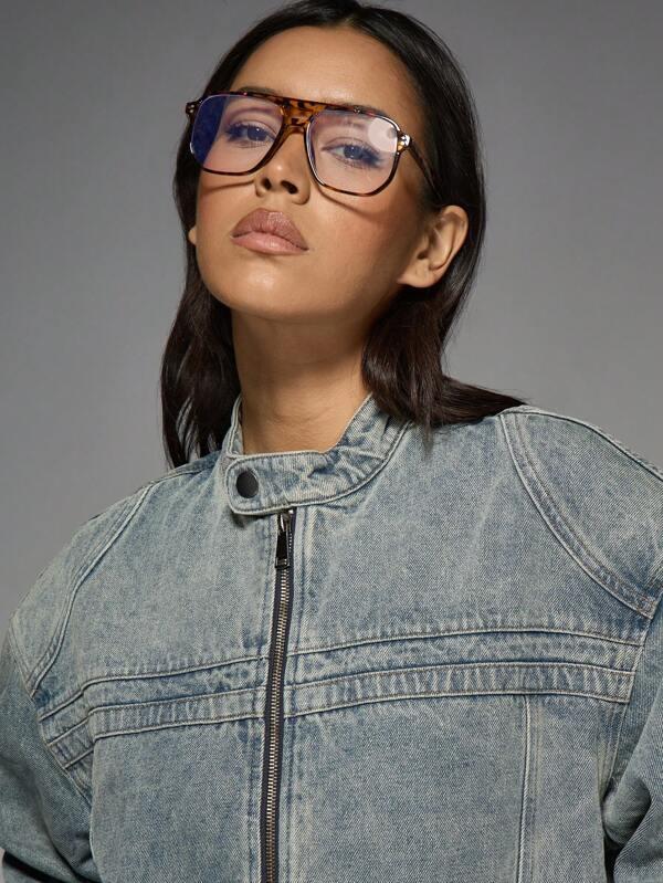 Missguided MISSGUIDED Oversized Zip Front Trucker Style Denim Jacket