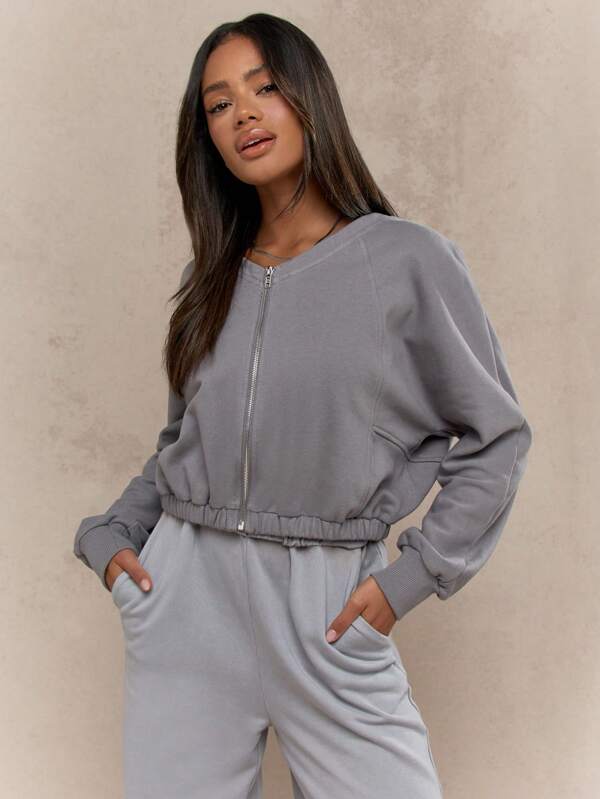 missguided MISSGUIDED Oversized Zip Through Bomber Jacket