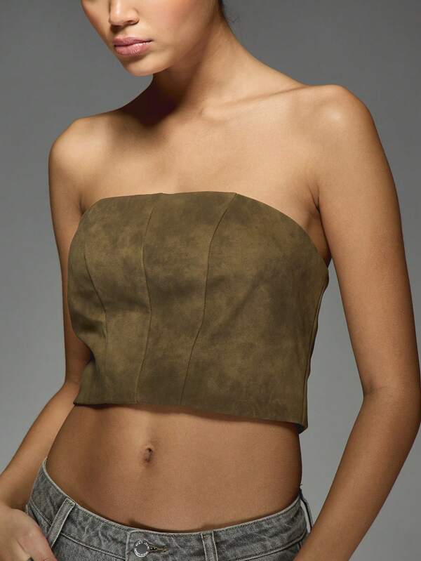 Missguided MISSGUIDED Paneled Strapless Bandeau Top