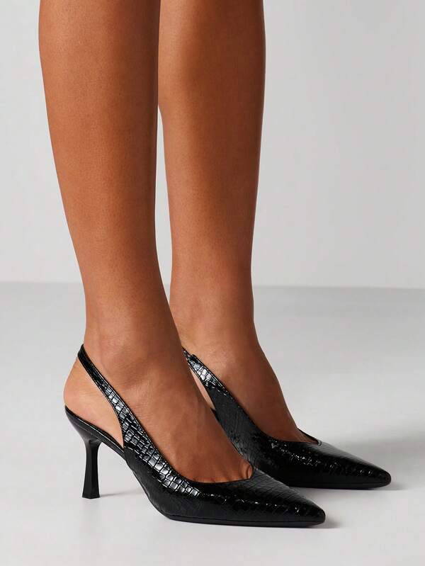 Missguided MISSGUIDED Patent Leather Pointed Toe Slingback Pumps