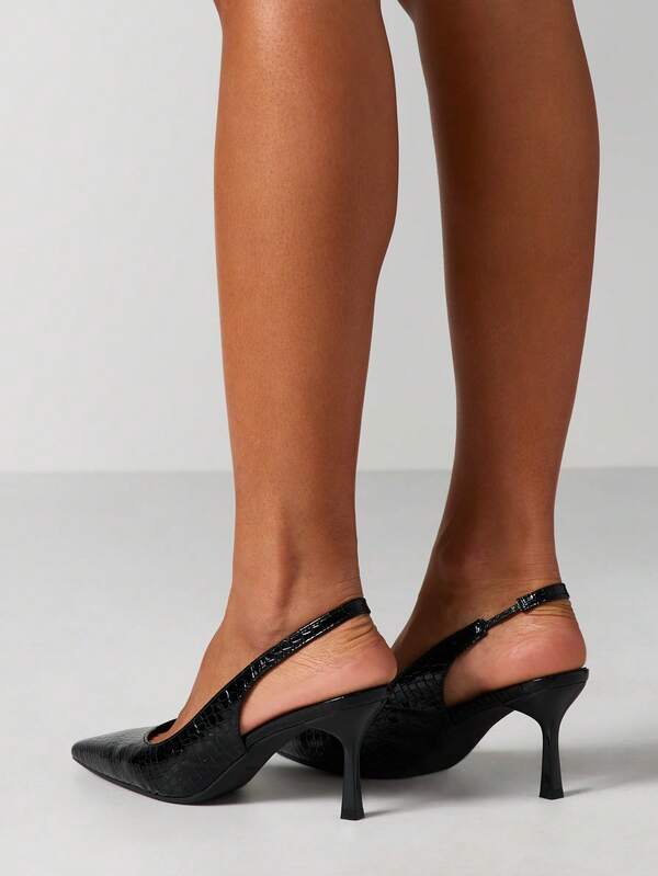 Missguided MISSGUIDED Patent Leather Pointed Toe Slingback Pumps