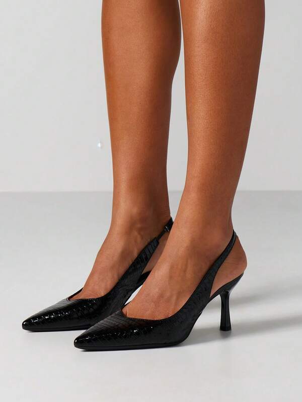 missguided MISSGUIDED Patent Leather Pointed Toe Slingback Pumps