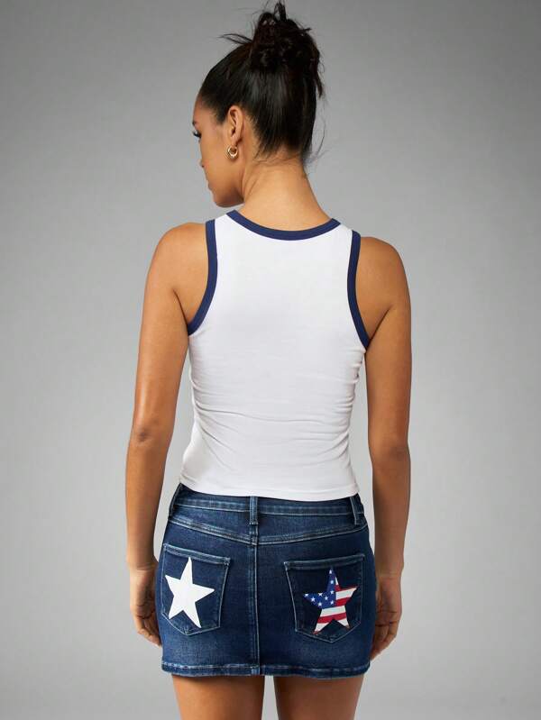 Missguided MISSGUIDED Patriotic America Princess Racer Back Tank Top