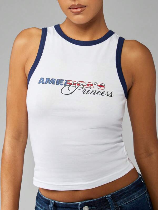 missguided MISSGUIDED Patriotic America Princess Racer Back Tank Top