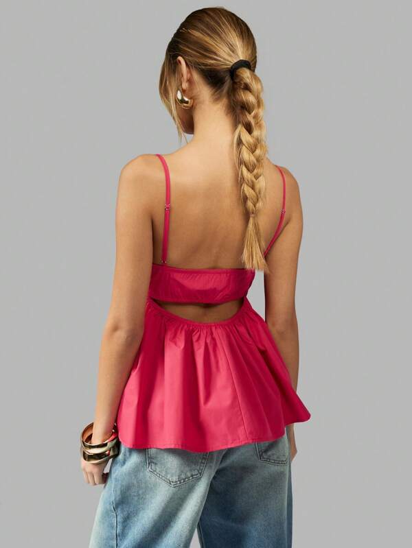 Missguided MISSGUIDED Peplum Camisole Top With Sweetheart Neckline And Spaghetti Straps