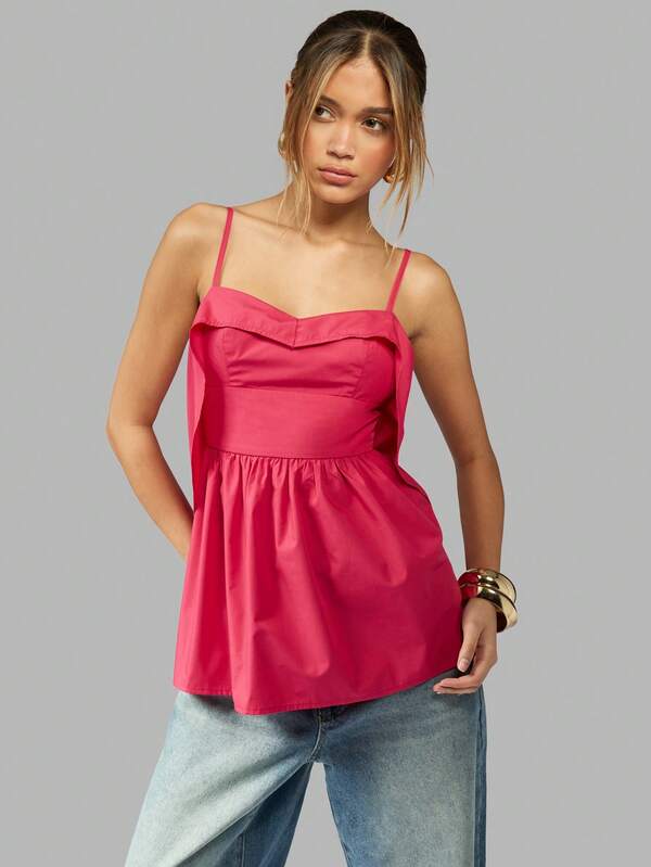 Missguided MISSGUIDED Peplum Camisole Top With Sweetheart Neckline And Spaghetti Straps
