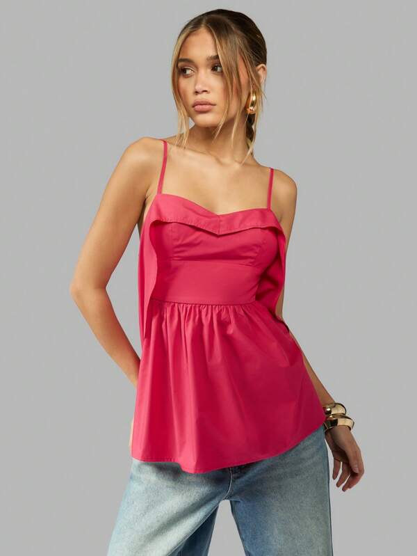 missguided MISSGUIDED Peplum Camisole Top With Sweetheart Neckline And Spaghetti Straps