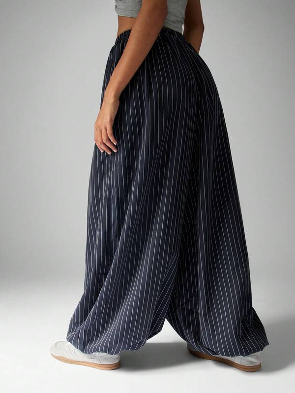 Missguided MISSGUIDED Pinstripe Balloon Palazzo Pants With Elastic Waist