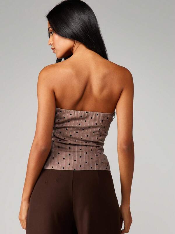 Missguided MISSGUIDED Pinstripe Polka Dot Bandeau Corset Top