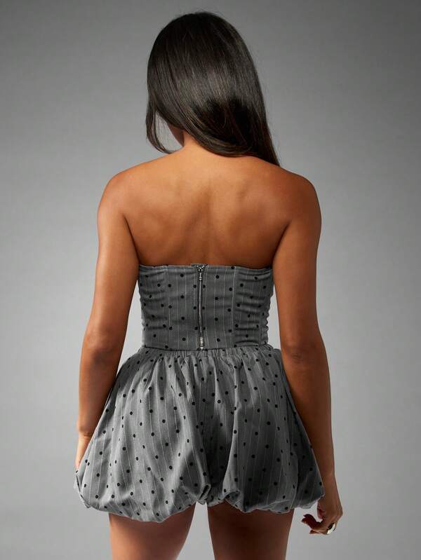 Missguided MISSGUIDED Pinstripe Polka Dot Bubble Hem Shorts