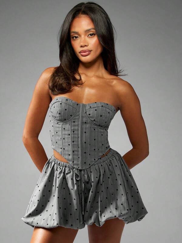 Missguided MISSGUIDED Pinstripe Polka Dot Bubble Hem Shorts