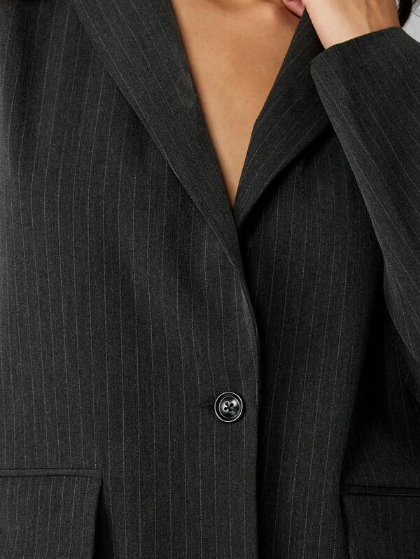 Missguided MISSGUIDED Pinstripe Single Button Blazer With Lapel Collar