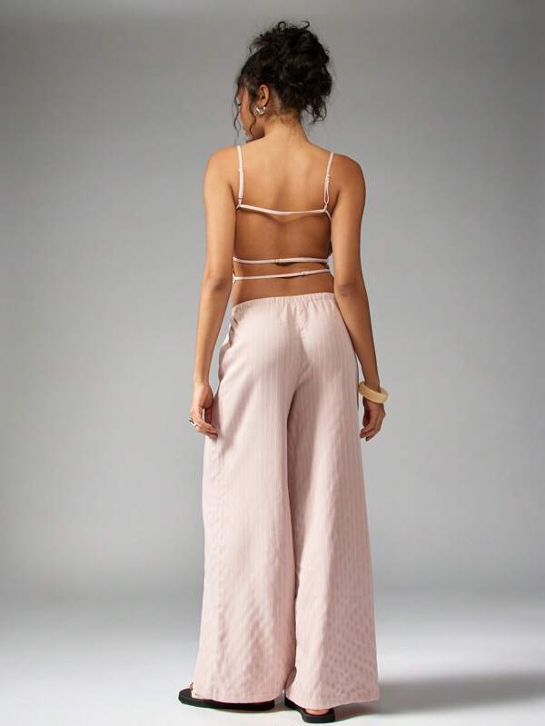 Missguided MISSGUIDED Pinstripe Two-Piece Crop Cami Palazzo Set