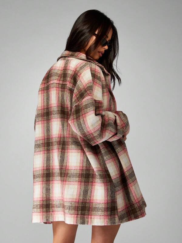 Missguided MISSGUIDED Plaid Button Down Shirt With Matching Pleated Skirt