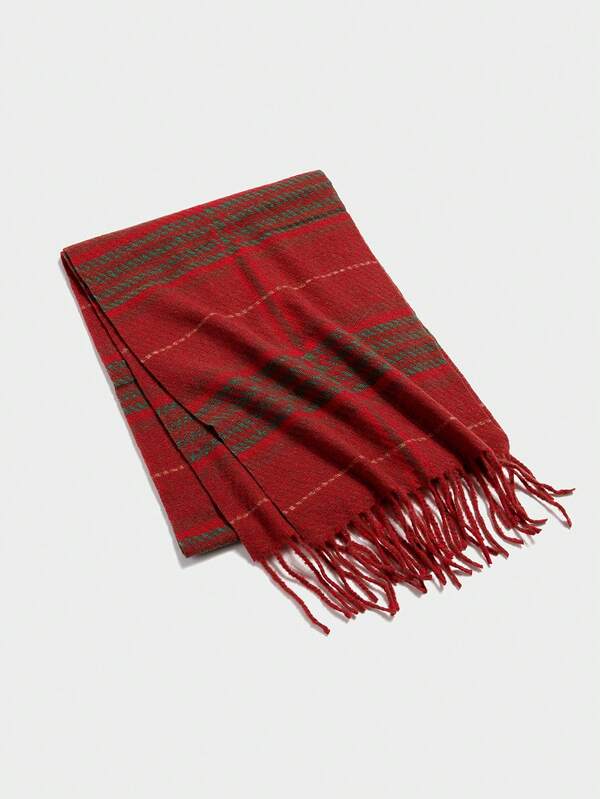 Missguided MISSGUIDED Plaid Scarf With Fringe Tassels