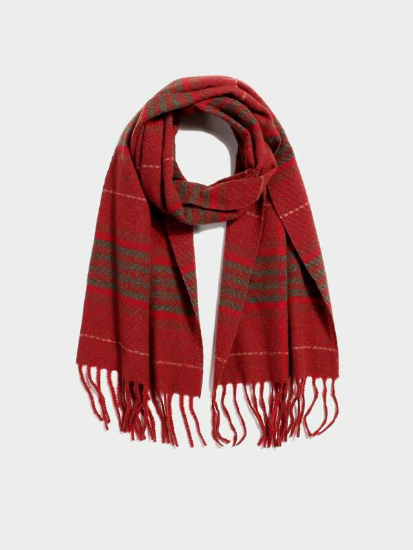 missguided MISSGUIDED Plaid Scarf With Fringe Tassels