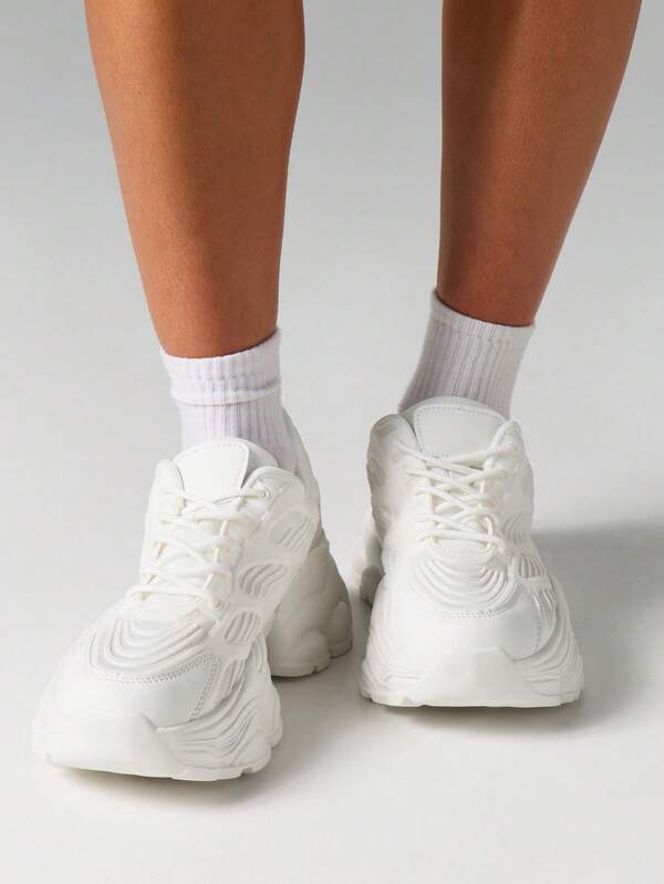 Missguided MISSGUIDED Platform Wedge Sneakers With Lace Up